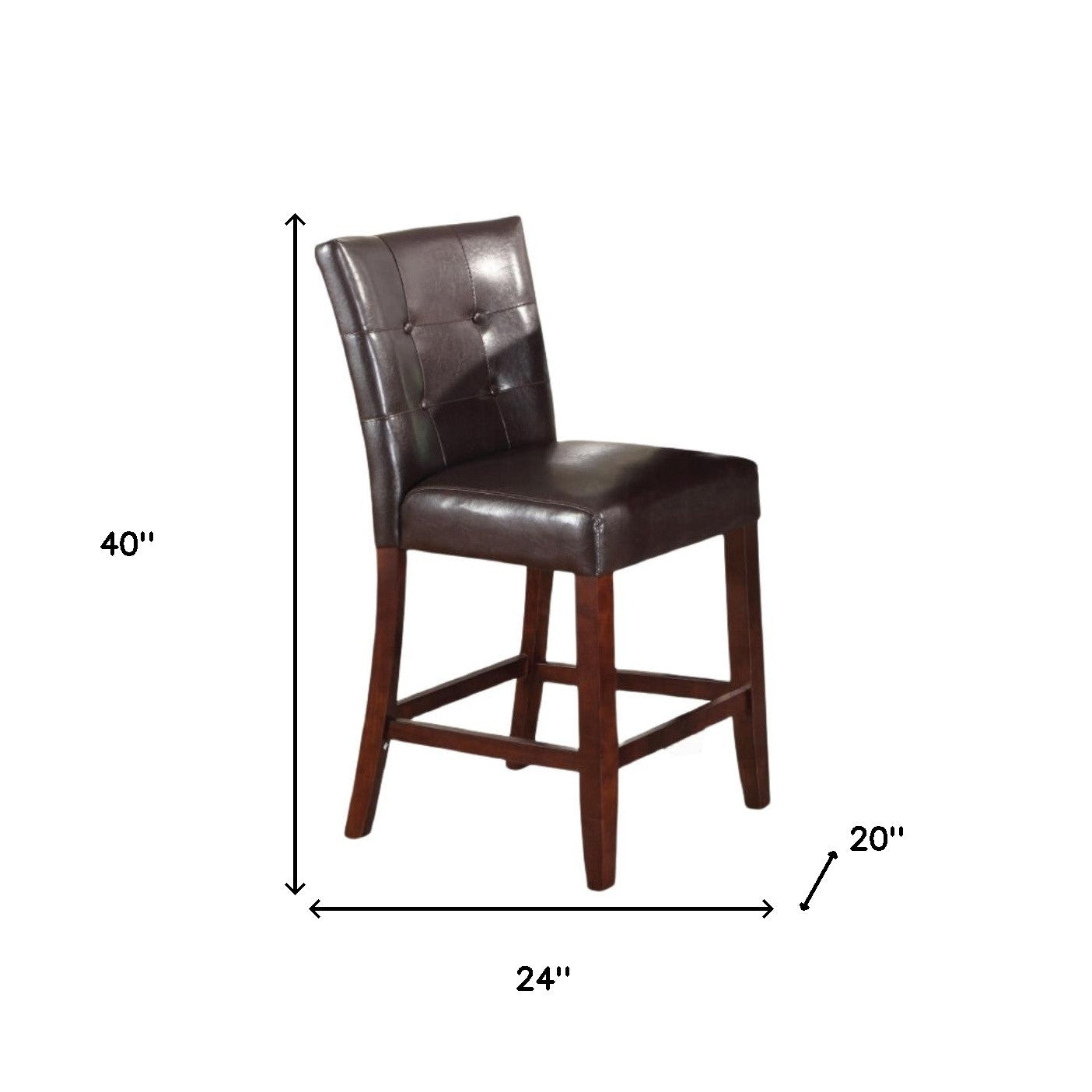 Set of Two Espresso And Brown Solid and Manufactured Wood Counter Height Bar Chairs
