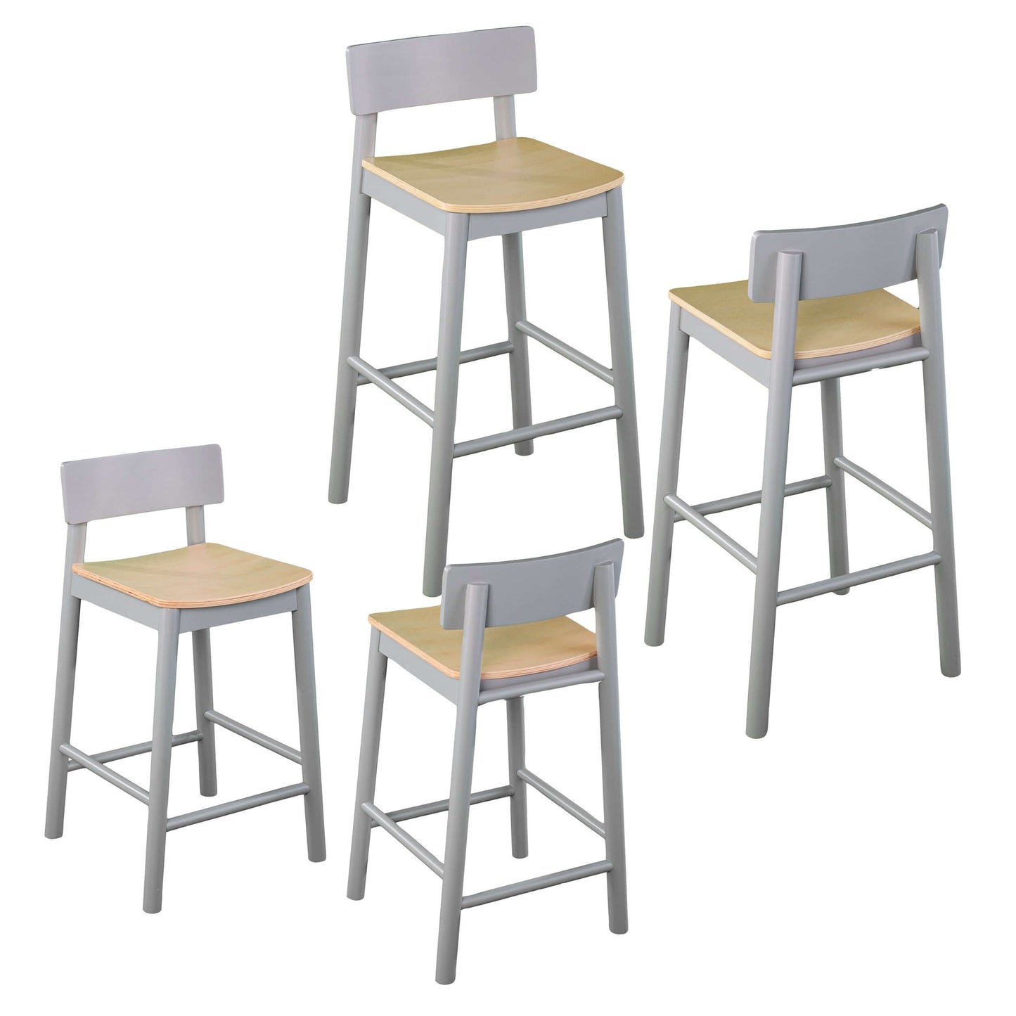 Wyatt Two-Tone Counter Stools – 2pc Set styled at kitchen counter with neutral decor accents with multiple chairs