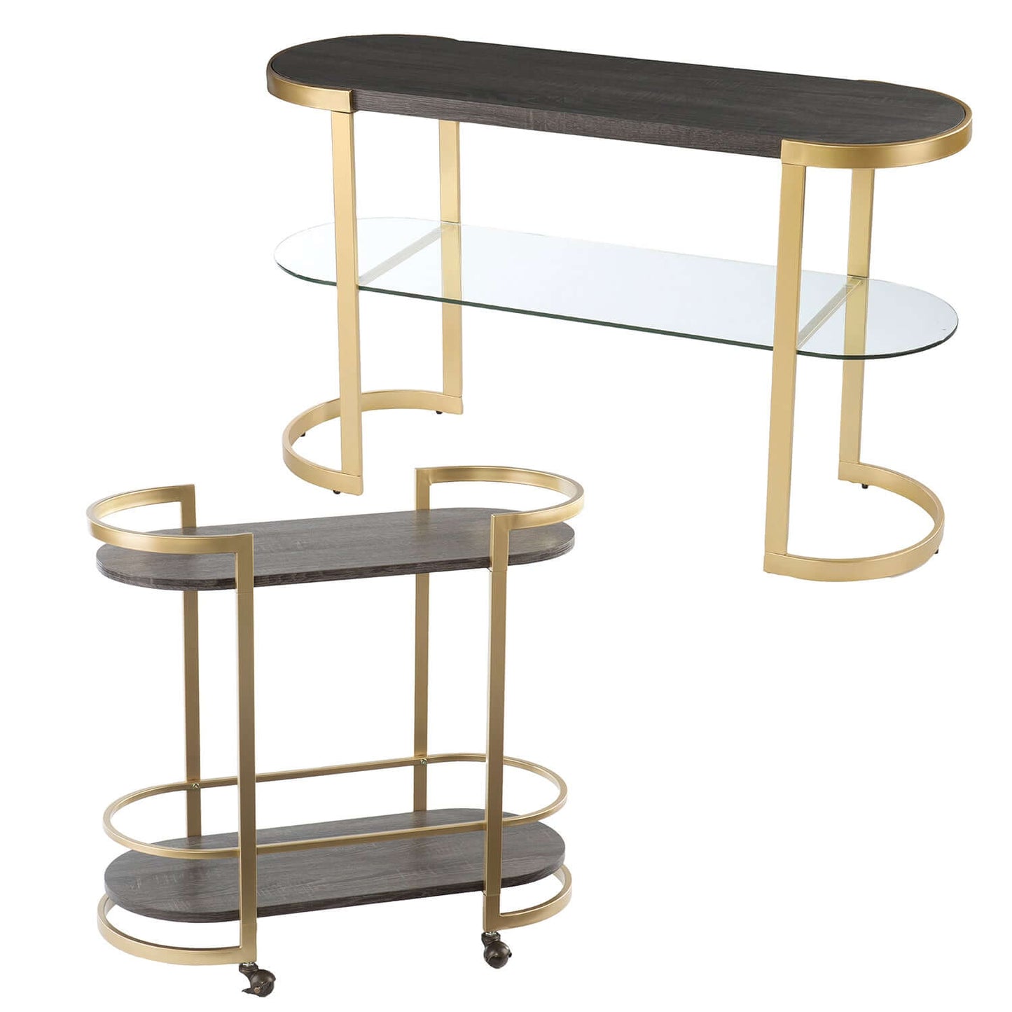 Stratford Rolling Bar Cart with dimensions overlay showing width, depth, and height