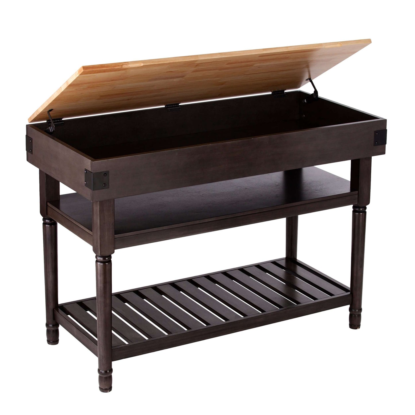 Castello Stationary Kitchen Island with storage open