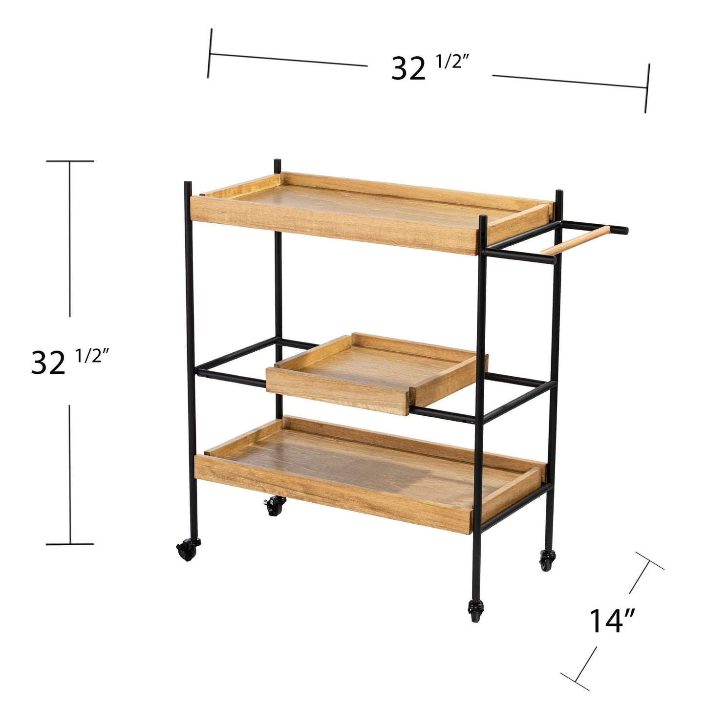 Hartford Rolling Bar Cart - bar cart with measurements