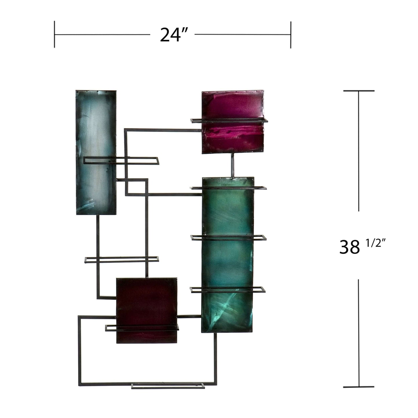 Carlisle Wine Storage Wall Sculpture with dimensions overlay showing height, width, and depth