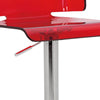 Gray/Red and Silver Metal Swivel Low Back Adjustable Height Bar Chair