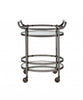 27" X 19" X 34" Clear Glass And Black Nickel Serving Cart