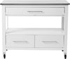 White And Stainless Rolling Kitchen Island Or Bar Cart