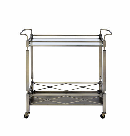 32" X 16" X 30" Antique Brass Metal Serving Cart