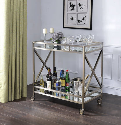 32" X 16" X 30" Antique Brass Metal Serving Cart