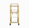 40" X 16" X 37" Gold And Clear Glass Serving Cart