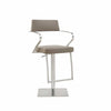 21 " Taupe And Silver Stainless Steel Bar Chair