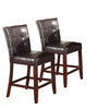 Set of Two Espresso And Brown Solid and Manufactured Wood Counter Height Bar Chairs