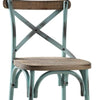 21" Brown And Turquoise Solid Wood And Metal Bar Chair