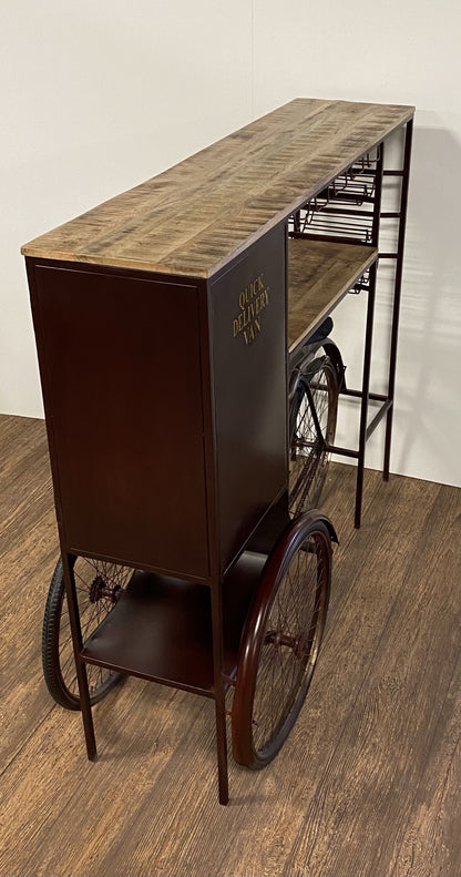 17" X 58.5" X 67.5" Maroon Tricycle Delivery Bar