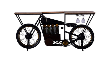 17" X 71" X 35" Black Motorcycle Wine Bar