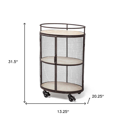 Cylindrical Matte Black Metal Bar Cart