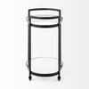 Cyclider Black Metal With Two Mirror Glass Shelves Bar Cart