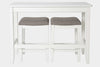 49" Three Piece White Rectangular Solid and Manufactured Wood Bar Table, 24" Light Gray And White Backless Bar Chairs