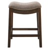 26" Taupe And Wood Brown Fabric And Solid Wood Backless Counter Height Bar Chair