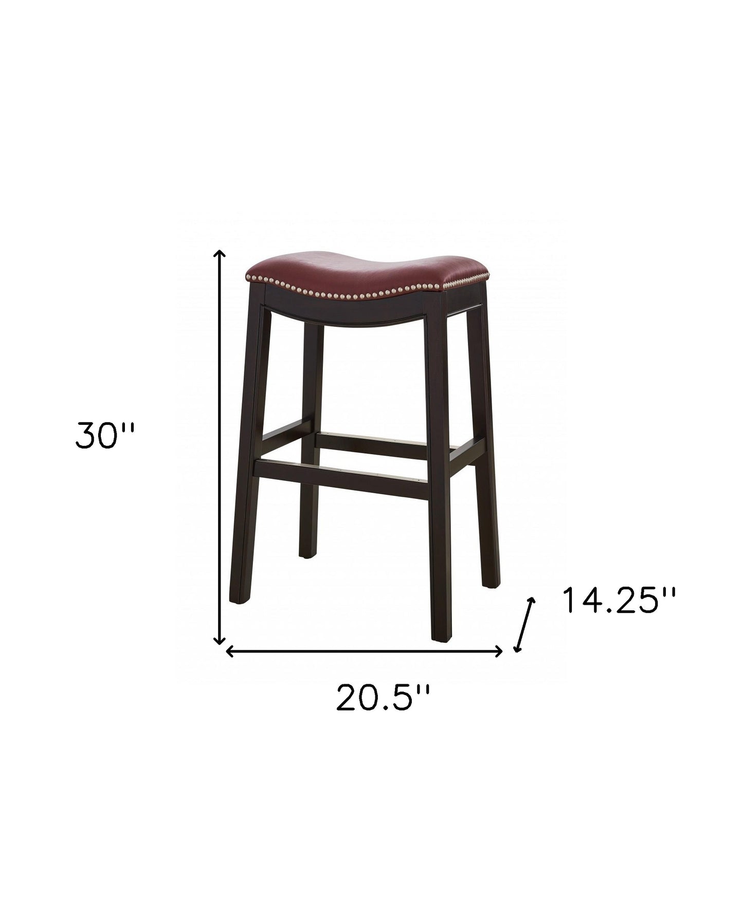 31" Dark Red And Espresso Solid Wood Backless Bar Chair