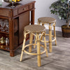 24" Natural and Brown Rattan Backless Counter Height Bar Chair