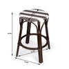 24" Dark Brown and White Rattan Backless Counter Height Bar Chair