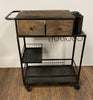 Rolling Rustic Black And Natural Bar Cart