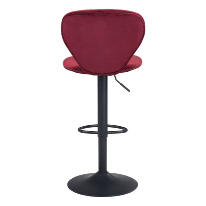 24" Red And Black Steel Swivel Low Back Counter Height Bar Chair