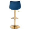 24" Dark Blue And Gold Steel Low Back Counter Height Bar Chair