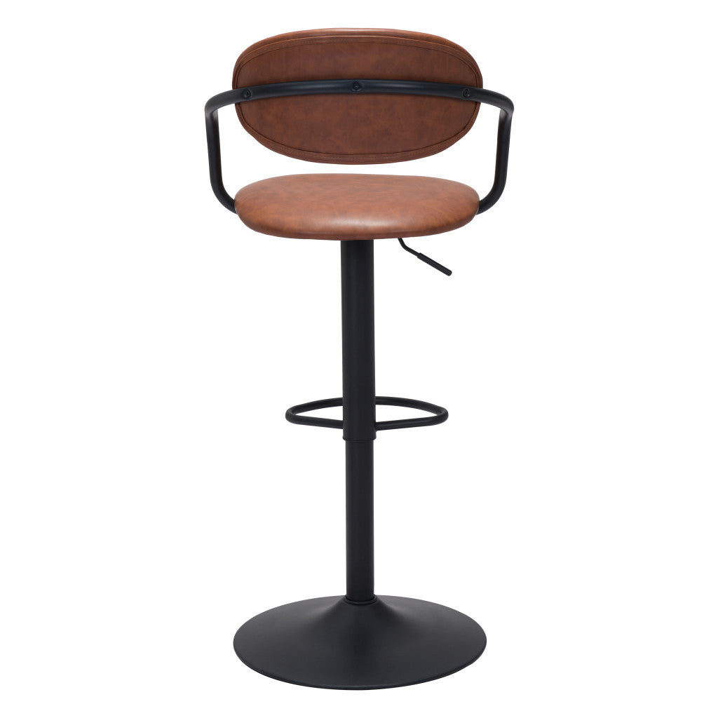 Adjustable Height Brown And Black Steel Swivel Low Back Counter Height Bar Chair