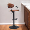 Adjustable Height Brown And Black Steel Swivel Low Back Counter Height Bar Chair