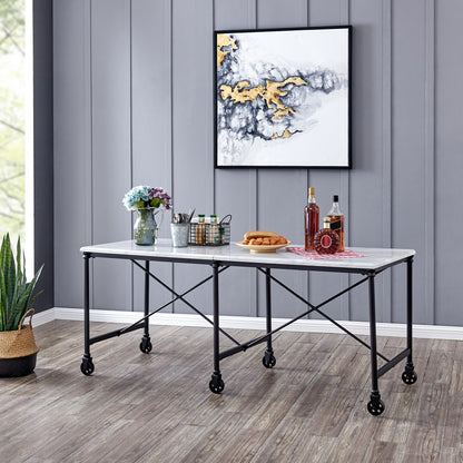 Black and White 70" Rolling Kitchen Island