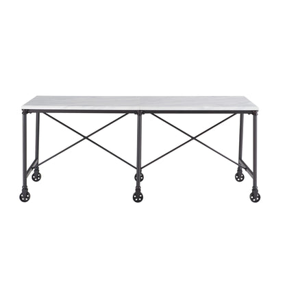 Black and White 70" Rolling Kitchen Island