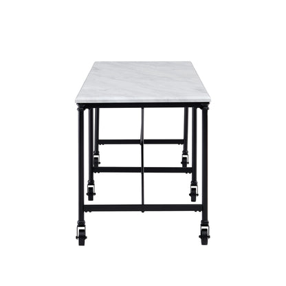 Black and White 70" Rolling Kitchen Island