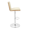 25" Cream And Silver Faux Leather And Steel Swivel Adjustable Height Bar Chair