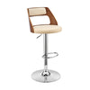 25" Cream And Silver Iron Swivel Adjustable Height Bar Chair