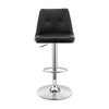 25" Black And Silver Faux Leather And Iron Swivel Adjustable Height Bar Chair