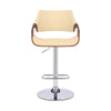 25" Cream And Silver Iron Swivel Adjustable Height Bar Chair