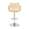 25" Cream And Silver Iron Swivel Adjustable Height Bar Chair