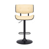 25" Cream And Black Iron Swivel Adjustable Height Bar Chair