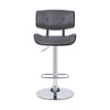 25" Gray And Silver Iron Swivel Adjustable Height Bar Chair