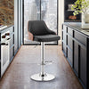 24" Black And Silver Iron Swivel Adjustable Height Bar Chair