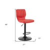 25" Red And Black Iron Swivel Adjustable Height Bar Chair