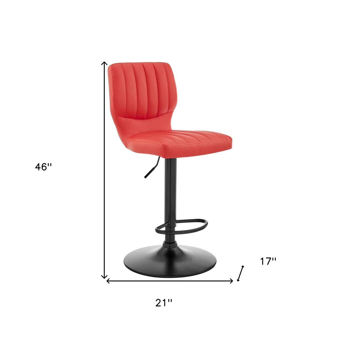 25" Red And Black Iron Swivel Adjustable Height Bar Chair