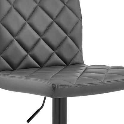 24" Gray And Black Iron Swivel Low Back Adjustable Height Bar Chair