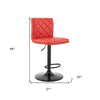 24" Red And Black Iron Swivel Low Back Adjustable Height Bar Chair