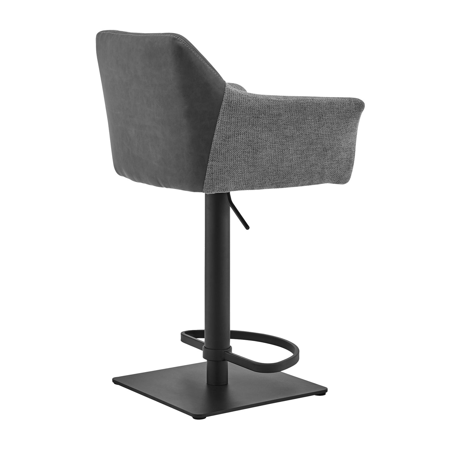 22" Gray And Black Iron Swivel Low Back Adjustable Height Bar Chair