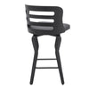 25" Gray And Black Faux Leather And Iron Swivel Low Back Counter Height Bar Chair