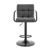 25" Gray And Black Faux Leather And Iron Swivel Low Back Adjustable Height Bar Chair