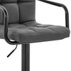 25" Gray And Black Faux Leather And Iron Swivel Low Back Adjustable Height Bar Chair