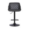 25" Gray And Black Faux Leather And Iron Swivel Low Back Adjustable Height Bar Chair