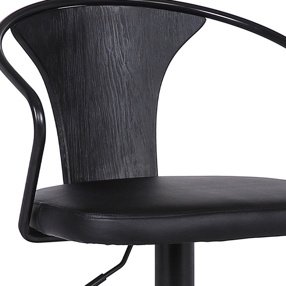 24" Black Iron Swivel Low Back Adjustable Height Bar Chair